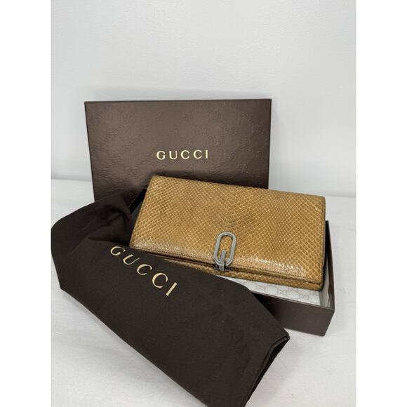 RARE GUCCI Python Continental Wallet – Honey Exotic Leather w/ Box & Dust - Picture 5 of 8